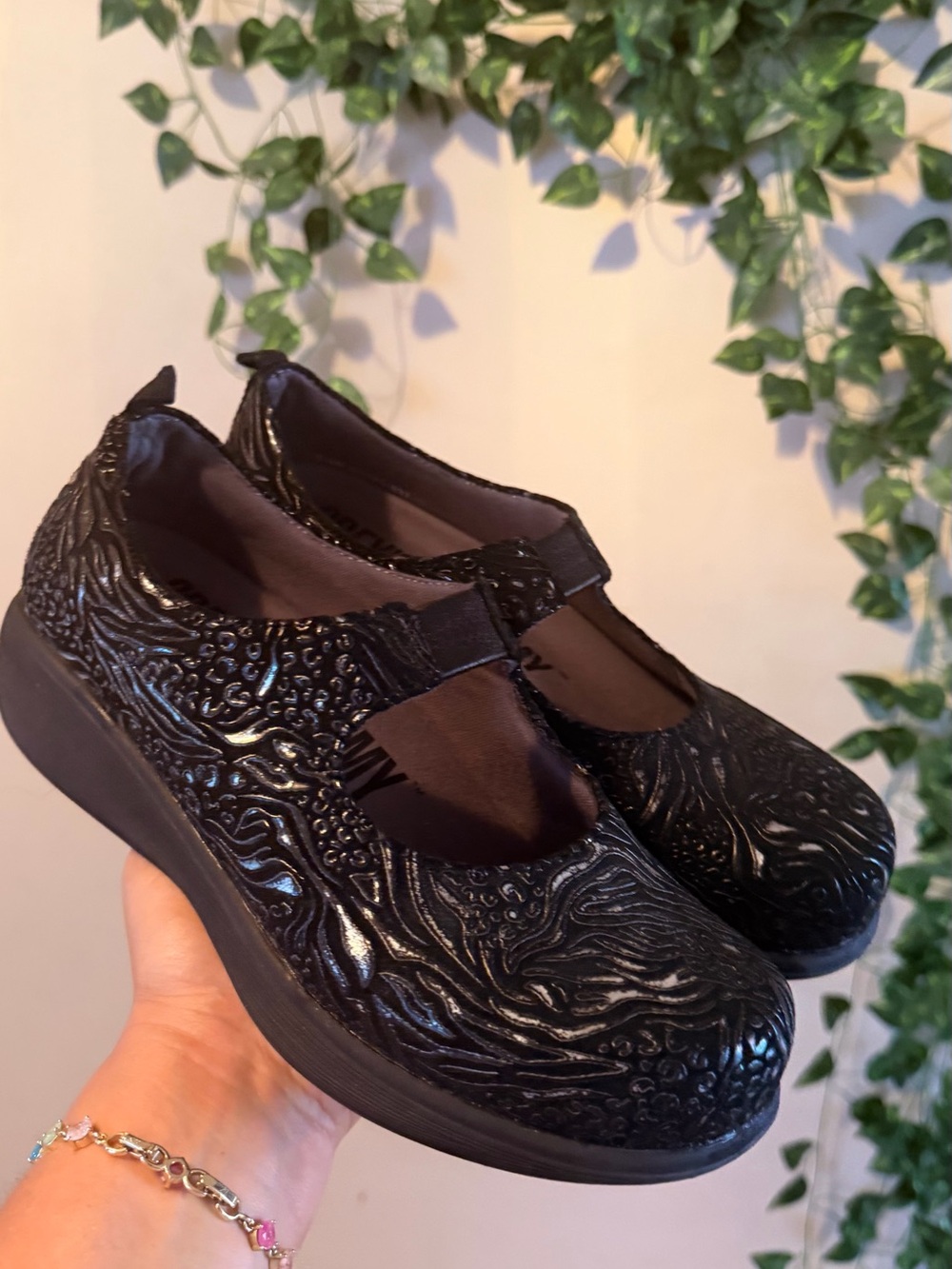 Grey's Anatomy Black Embossed Mary Jane Flats